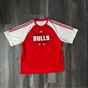 Adidas Red and White Bulls Graphic Tee